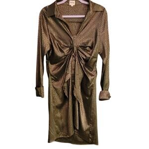 Peach Love California Women's size medium Green Leopard print dress